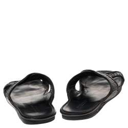 Pre Owned حذاء سلايدز فلات بوتيغا فينيتا سيور متعاكسة جلد انترشياتو أسود مقااس 42