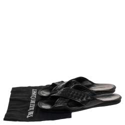 Pre Owned حذاء سلايدز فلات بوتيغا فينيتا سيور متعاكسة جلد انترشياتو أسود مقااس 42