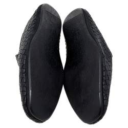 Pre Owned Bottega Veneta Black Intrecciato Leather Smoking Slippers Size 42