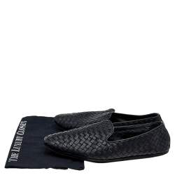 Pre Owned Bottega Veneta Black Intrecciato Leather Smoking Slippers Size 42