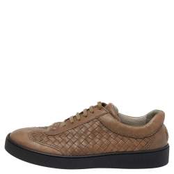 Pre Owned حذاء رياضي بوتيغا فينيتا منخفض من أعلى جلد انترشياتو بني مقاس 41