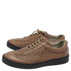 Pre Owned حذاء رياضي بوتيغا فينيتا منخفض من أعلى جلد انترشياتو بني مقاس 41