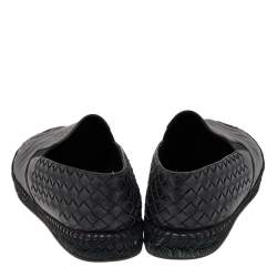 Pre Owned Bottega Veneta Black Intrecciato Leather Slip On Espadrilles Size 41