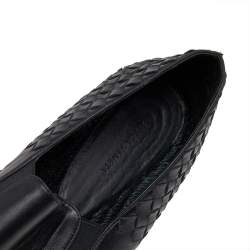 Pre Owned Bottega Veneta Black Intrecciato Leather Slip On Espadrilles Size 41