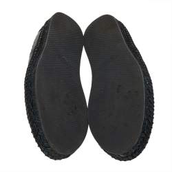 Pre Owned Bottega Veneta Black Intrecciato Leather Slip On Espadrilles Size 41