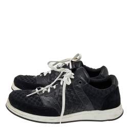Pre Owned Bottega Veneta Black Intrecciato Leather Sneakers Size 41