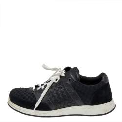 Pre Owned Bottega Veneta Black Intrecciato Leather Sneakers Size 41