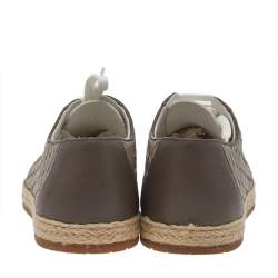 Bottega Veneta Brown/Grey Intrecciato Leather And Suede Cap Toe Espadrille Low Top Sneakers Size 41