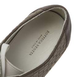 Bottega Veneta Brown/Grey Intrecciato Leather And Suede Cap Toe Espadrille Low Top Sneakers Size 41