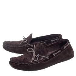 Pre Owned حذاء لوفرز بوتيغا فينيتا سليب أون جلد بني داكن إنترشياتو مقاس 43