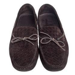 Pre Owned حذاء لوفرز بوتيغا فينيتا سليب أون جلد بني داكن إنترشياتو مقاس 43