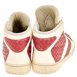 مملوكة مسبقًا حذاء رياضي بوتيغا فينيتا جلد أنترشياتو كريمي/أحمر داكن مرتفع من أعلى رباط علوي مقاس 42