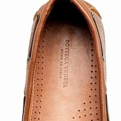 Bottega Veneta Tan Intrecciato Leather Cervo Wave Driver Bow Slip On Loafers Size 42