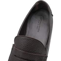 Bottega Veneta Dark Brown Leather Penny Slip On Loafers Size 45