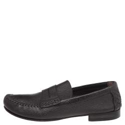 Bottega Veneta Dark Brown Leather Penny Slip On Loafers Size 45
