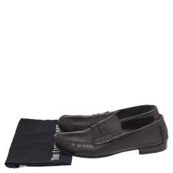 Bottega Veneta Dark Brown Leather Penny Slip On Loafers Size 45