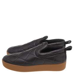 مملوكة مسبقًا Bottega Veneta Brown Quilted Leather Slip On Sneakers Size 45