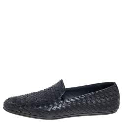 Pre Owned حذاء سليبرز سموكينغ بوتيغا فينيتا جلد انترشياتو أسود مقاس 44