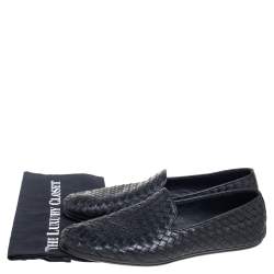 Pre Owned حذاء سليبرز سموكينغ بوتيغا فينيتا جلد انترشياتو أسود مقاس 44