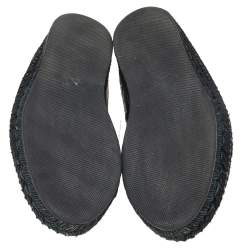 Pre Owned Bottega Veneta Black Intrecciato Leather Slip On Espadrilles Size 44