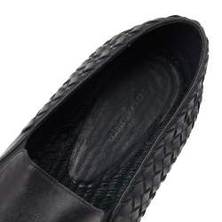 Pre Owned Bottega Veneta Black Intrecciato Leather Slip On Espadrilles Size 44