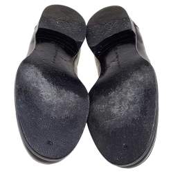 Pre Owned Bottega Veneta Black/Cream Suede And Leather Slip on Loafers Size 45