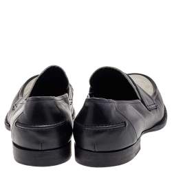 Pre Owned Bottega Veneta Black/Cream Suede And Leather Slip on Loafers Size 45