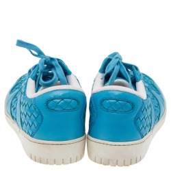 Bottega Veneta Blue Intrecciato Leather Speedster Sneakers Size 39.5