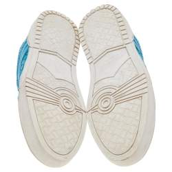 Bottega Veneta Blue Intrecciato Leather Speedster Sneakers Size 39.5