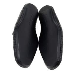 Pre Owned Bottega Veneta Black Intrecciato Leather Bow Slip On Loafers Size 40