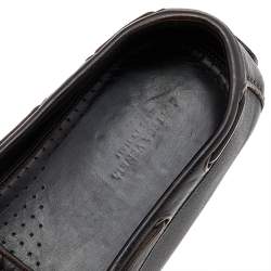 Bottega Veneta Dark Brown Intrecciato Leather Bow Slip On Loafers Size 45