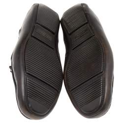 Bottega Veneta Dark Brown Intrecciato Leather Bow Slip On Loafers Size 45