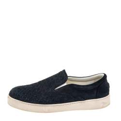 Bottega Veneta Navy Blue Intrecciato Suede Slip On Sneakers Size 42