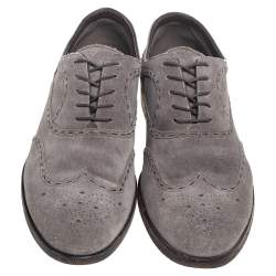 Bottega Veneta Grey Suede Brogue Oxfords Size 43