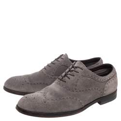 Bottega Veneta Grey Suede Brogue Oxfords Size 43