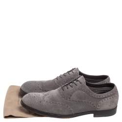 Bottega Veneta Grey Suede Brogue Oxfords Size 43