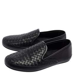 مملوكة مسبقًا Bottega Veneta Black Intrecciato Leather Smoking Slippers Size 40