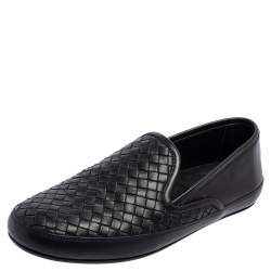 مملوكة مسبقًا Bottega Veneta Black Intrecciato Leather Smoking Slippers Size 40