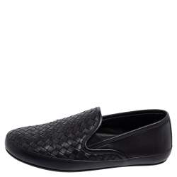 مملوكة مسبقًا Bottega Veneta Black Intrecciato Leather Smoking Slippers Size 40