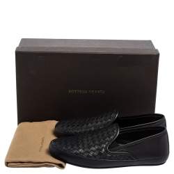 مملوكة مسبقًا Bottega Veneta Black Intrecciato Leather Smoking Slippers Size 40