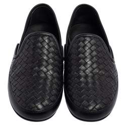 مملوكة مسبقًا Bottega Veneta Black Intrecciato Leather Smoking Slippers Size 40