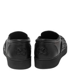 Bottega Veneta Black  Intreciato Leather Slip on Sneakers Size 40