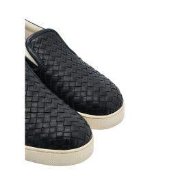 مملوكة مسبقًا Bottega Veneta Black Intrecciato Leather Slip On Sneakers EU 42
