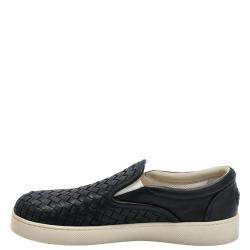 مملوكة مسبقًا Bottega Veneta Black Intrecciato Leather Slip On Sneakers EU 42