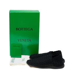 Pre Owned Bottega Veneta Black Intrecciato Elastic Fabric Starfish Slip On Sneakers Size 42
