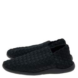 Pre Owned Bottega Veneta Black Intrecciato Elastic Fabric Starfish Slip On Sneakers Size 42