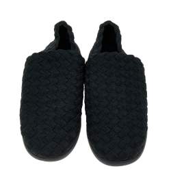 Pre Owned Bottega Veneta Black Intrecciato Elastic Fabric Starfish Slip On Sneakers Size 42