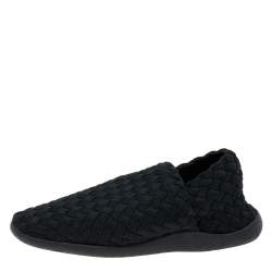 Pre Owned Bottega Veneta Black Intrecciato Elastic Fabric Starfish Slip On Sneakers Size 42