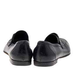 مملوكة مسبقًا Bottega Veneta Black Leather Intrecciato Slip On Loafers Size 46