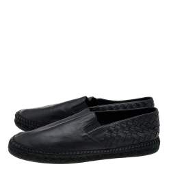 Bottega Veneta Black Intrecciato Leather Slip On Espadrilles Size 42